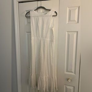 JCREW White Eyelet Midi Dress NWOT